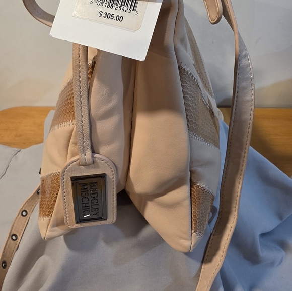 Vintage Badgley Mischka Tan & Gold Chevron Snakeskin Leather Crossbody Bag. NWT - Picture 3 of 15